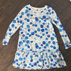 Like New!! Tea Collection Cream Dress with Blueberry and Gold Dot Motif